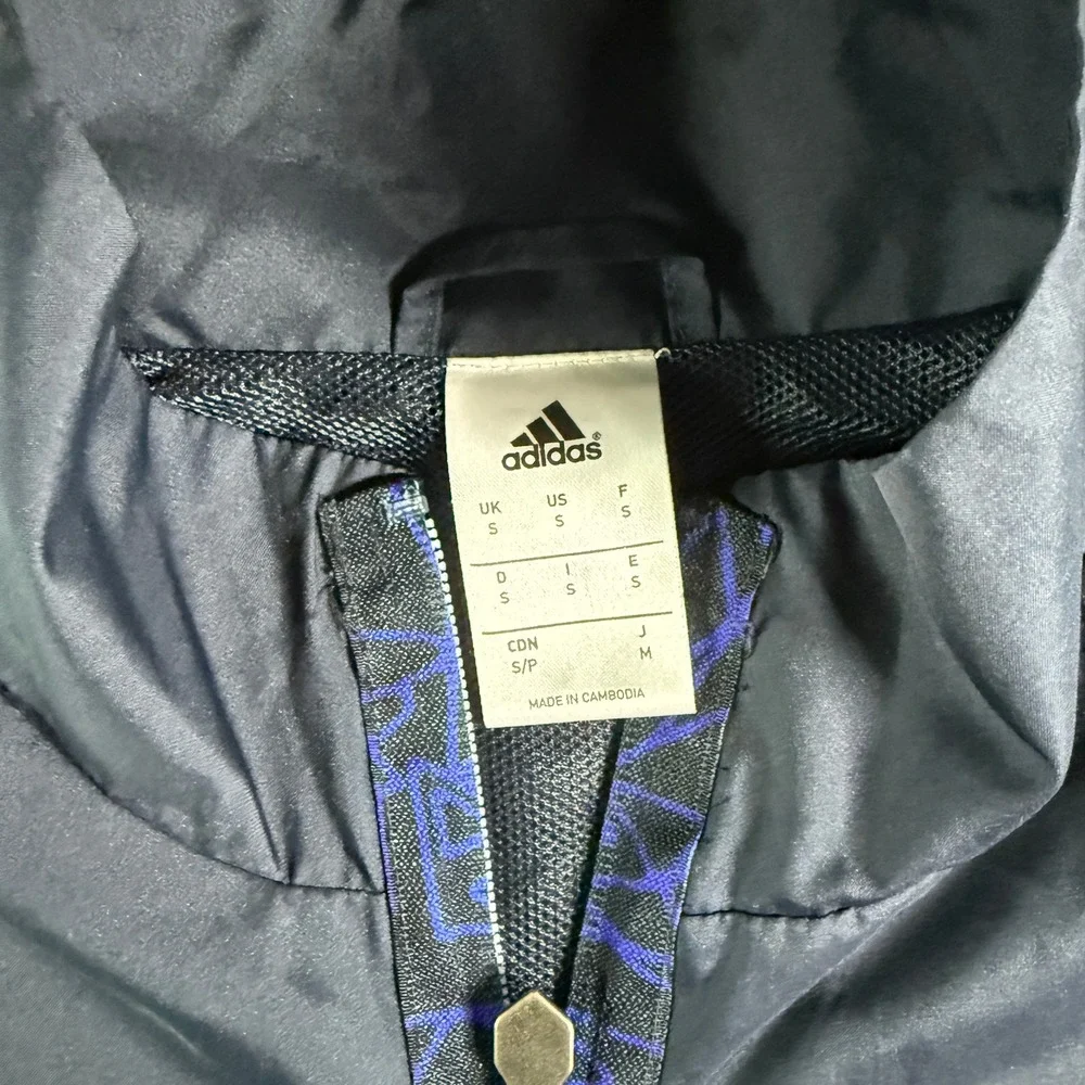 Adidas Messi Windbreaker Jacket Mens Small Navy Blue Full Zip Soccer Training